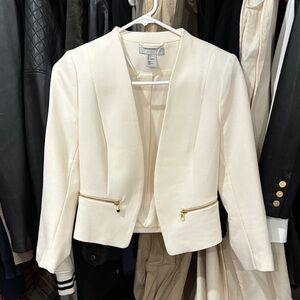 H&M Cream Blazer with Gold Zipper Details